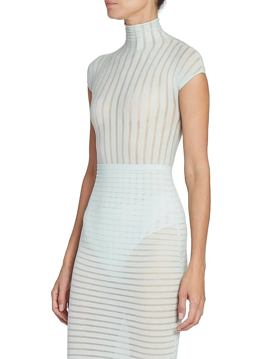 Alaïa Women's Stripe T-Shirt Bodysuit - Menthe | Thumbnail 4 Alaïa Women's Stripe T-Shirt Bodysuit - Menthe | Thumbnail 4
