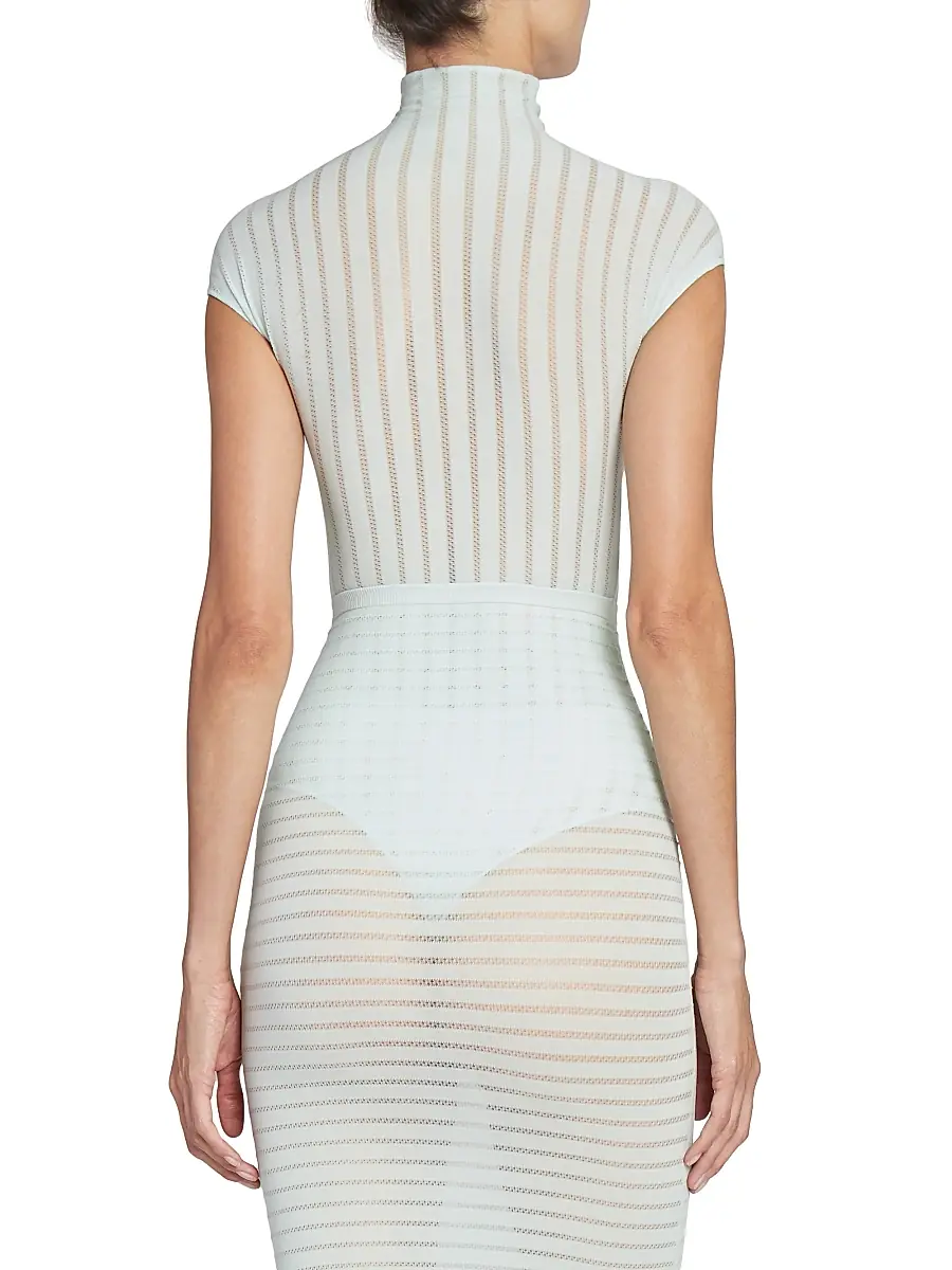 Alaïa Women's Stripe T-Shirt Bodysuit - Menthe | Thumbnail 5 Alaïa Women's Stripe T-Shirt Bodysuit - Menthe | Thumbnail 5