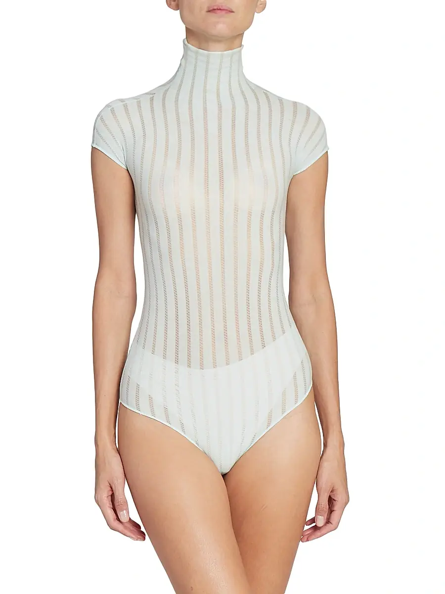 Alaïa Women's Stripe T-Shirt Bodysuit - Menthe | Thumbnail 6 Alaïa Women's Stripe T-Shirt Bodysuit - Menthe | Thumbnail 6
