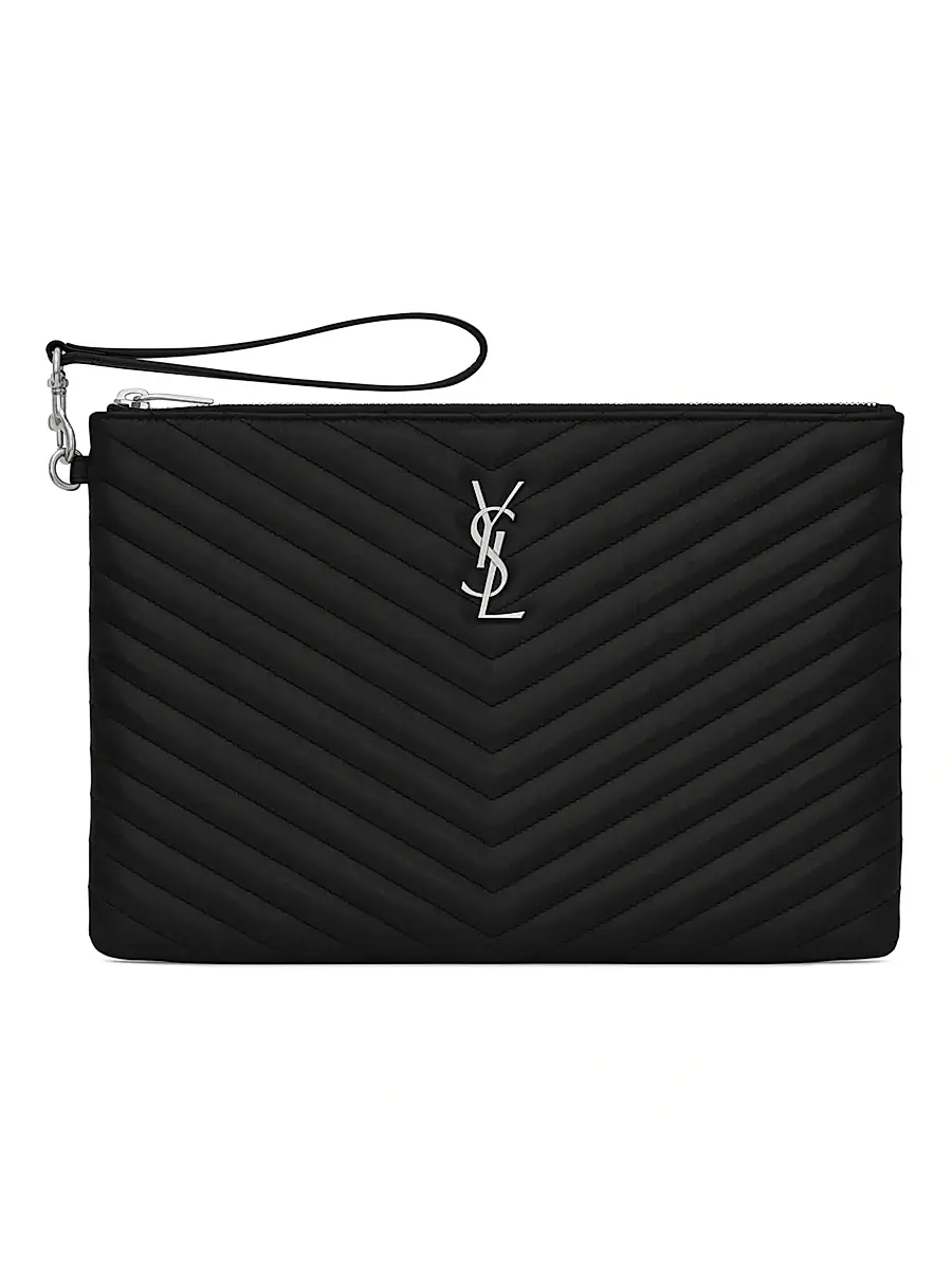 Saint Laurent Women's Cassandre Matelassé Tablet Pouch In Quilted Leather - Black | Image 1 Saint Laurent Women's Cassandre Matelassé Tablet Pouch In Quilted Leather - Black | Image 1