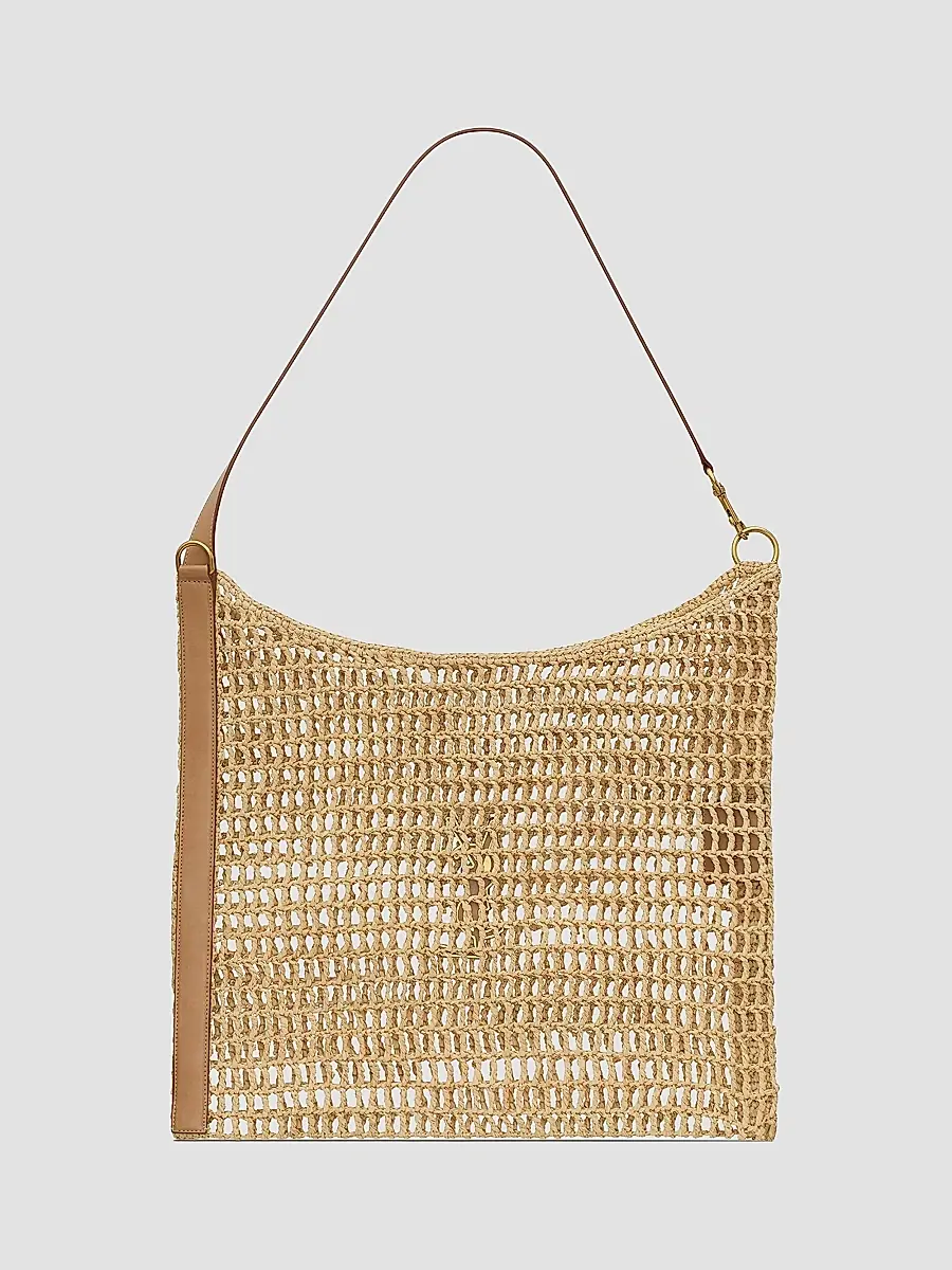 Saint Laurent Women's Oxalis in Raffia Crochet and Vegetable-Tanned Leather - Natural | Thumbnail 5