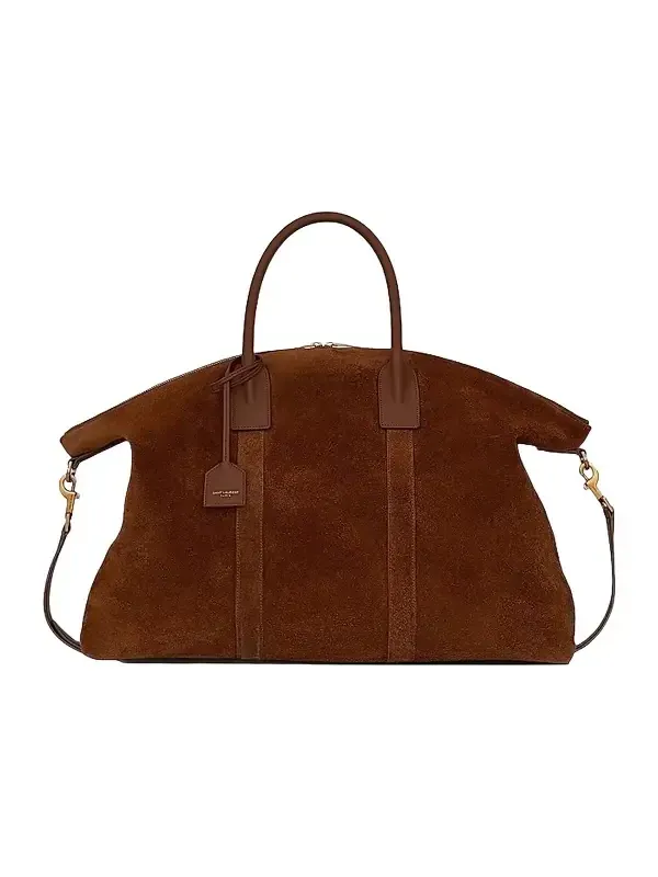 Saint Laurent Women's Giant Bowling Bag in Suede - Tan Brown