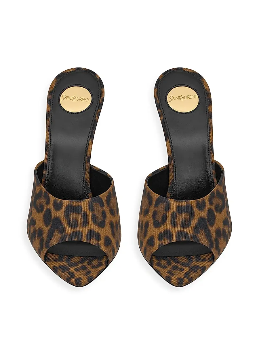 Saint Laurent Women's Goldie Mules in Leopard Grosgrain - Manto Naturale | Thumbnail 3 Saint Laurent Women's Goldie Mules in Leopard Grosgrain - Manto Naturale | Thumbnail 3