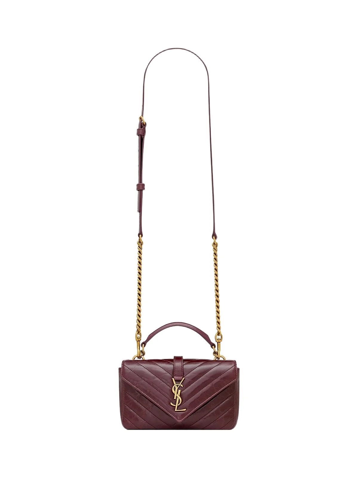 Women's Mini College Chain Bag in Shiny Crackled Leather