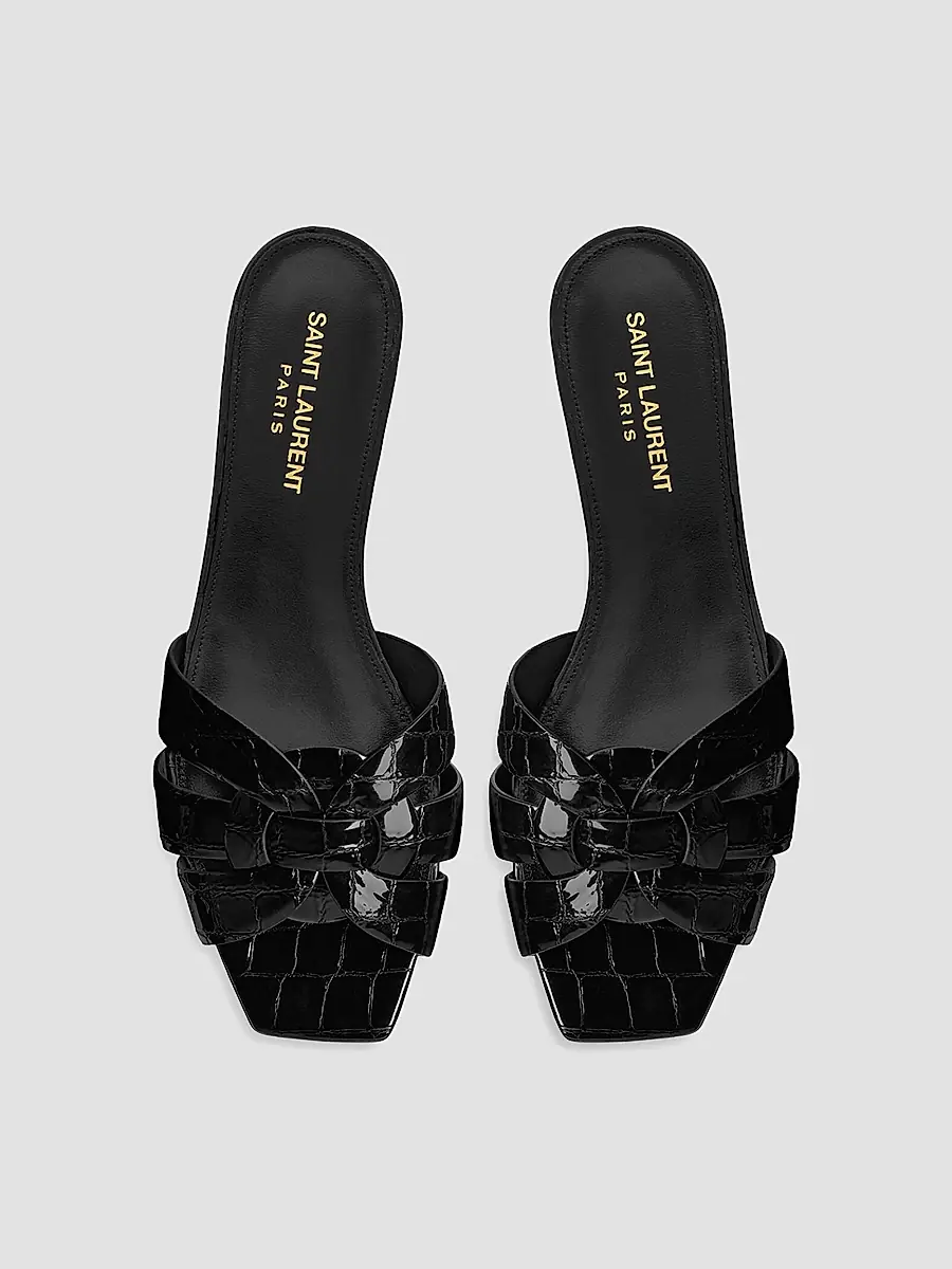 Saint Laurent Women's Tribute Mules In Crocodile Embossed Leather | Thumbnail 2 Saint Laurent Women's Tribute Mules In Crocodile Embossed Leather | Thumbnail 2