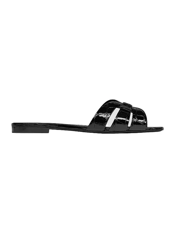 Women's Tribute Mules In Crocodile Embossed Leather Women's Tribute Mules In Crocodile Embossed Leather