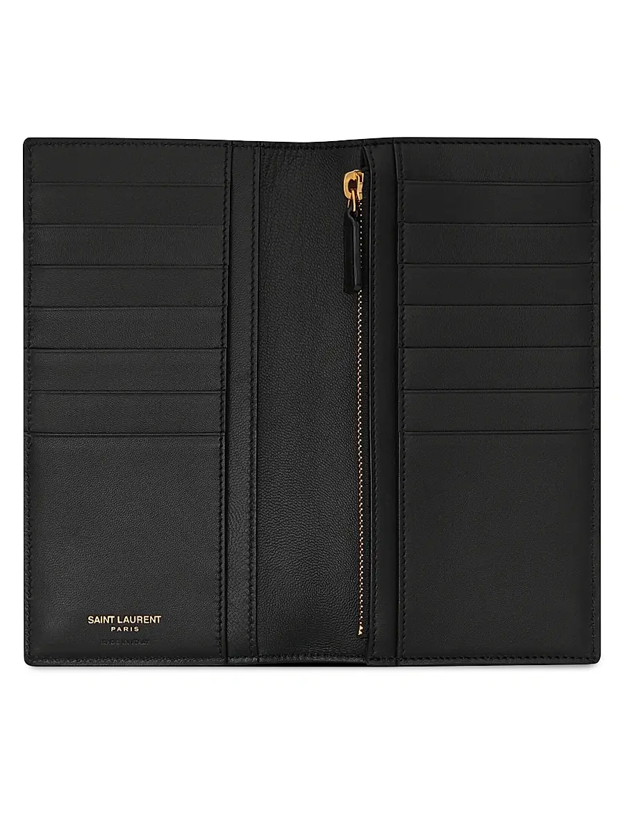 Saint Laurent Men's Tiny Cassandre Continental Wallet In Crocodile Embossed Matte Leather - Black | Thumbnail 4 Saint Laurent Men's Tiny Cassandre Continental Wallet In Crocodile Embossed Matte Leather - Black | Thumbnail 4