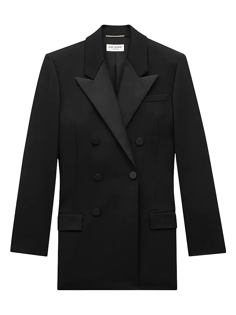 Saint Laurent Women's Tuxedo Jacket in Grain De Poudre