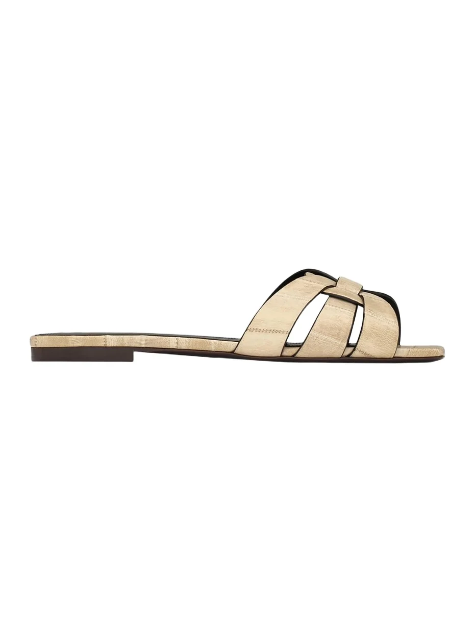 Saint Laurent Women's Tribute Mules in Eel - Ivory