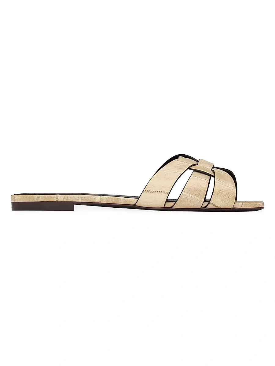 Saint Laurent Women's Tribute Mules in Eel - Ivory