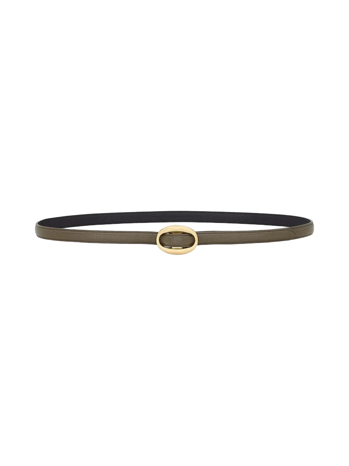 Women's Oval Buckle Thin Belt in Smooth Leather - Artichocke Green Women's Oval Buckle Thin Belt in Smooth Leather - Artichocke Green