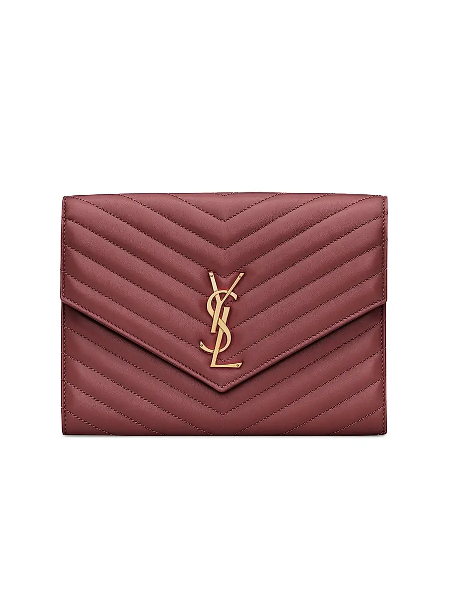 Saint Laurent Women's Cassandre Matelassé Flap Pouch In Lambskin - Green 0 | Image 1 Saint Laurent Women's Cassandre Matelassé Flap Pouch In Lambskin - Green 0 | Image 1
