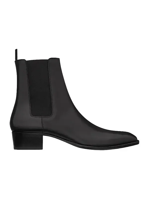 Saint Laurent Men's Wyatt Chelsea Boots in Smooth Leather - Nero