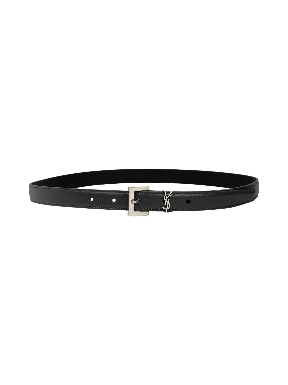 Women's Cassandre Thin Belt with Square Buckle in Smooth Leather - Black Women's Cassandre Thin Belt with Square Buckle in Smooth Leather - Black