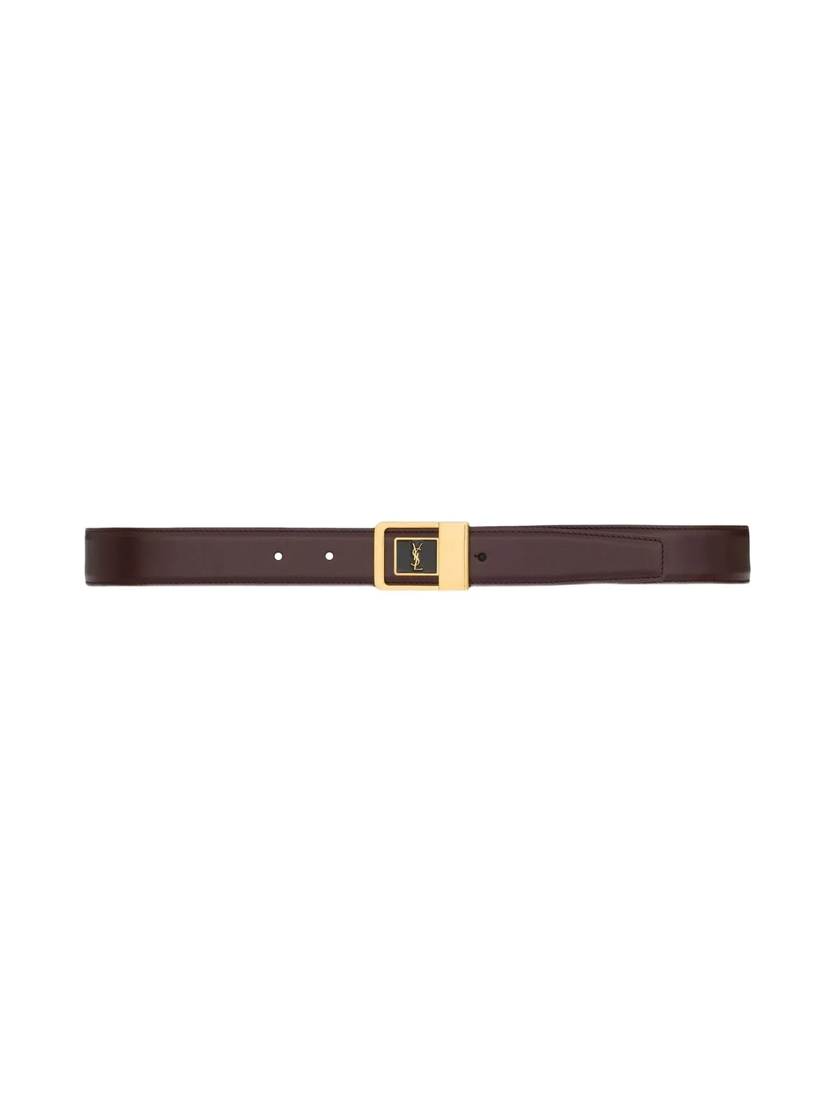 Saint Laurent Women's Female Buckle Belt in Lacquered Leather - Red Tan
