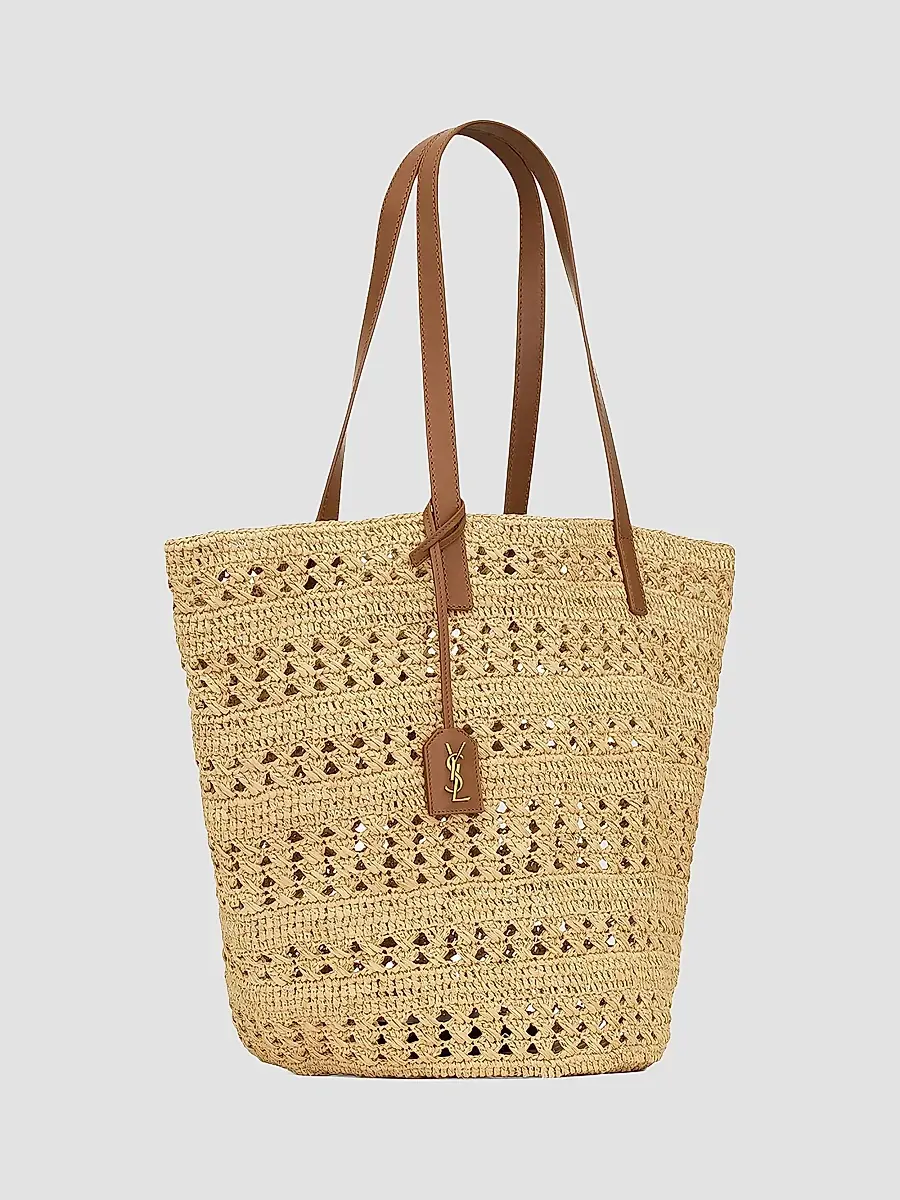 Saint Laurent Women's Panier Medium Bag in Raffia Tote Bag | Thumbnail 2 Saint Laurent Women's Panier Medium Bag in Raffia Tote Bag | Thumbnail 2