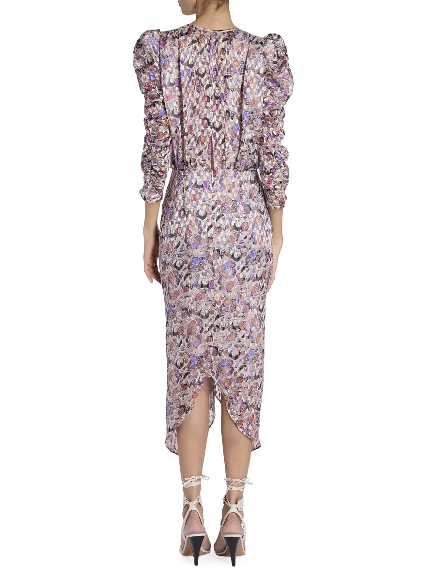 Isabel Marant Women's Nemil Gathered Silk-Blend Midi-Dress - Ecru | Thumbnail 3 Isabel Marant Women's Nemil Gathered Silk-Blend Midi-Dress - Ecru | Thumbnail 3