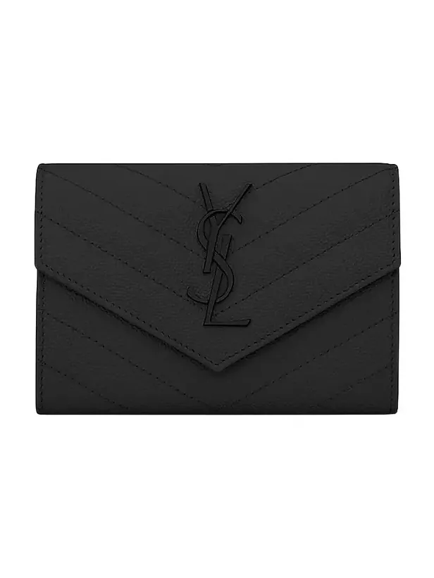 Women's Cassandre Matelass Small Envelope Wallet in Grain de Poudre Embossed Leather Women's Cassandre Matelass Small Envelope Wallet in Grain de Poudre Embossed Leather