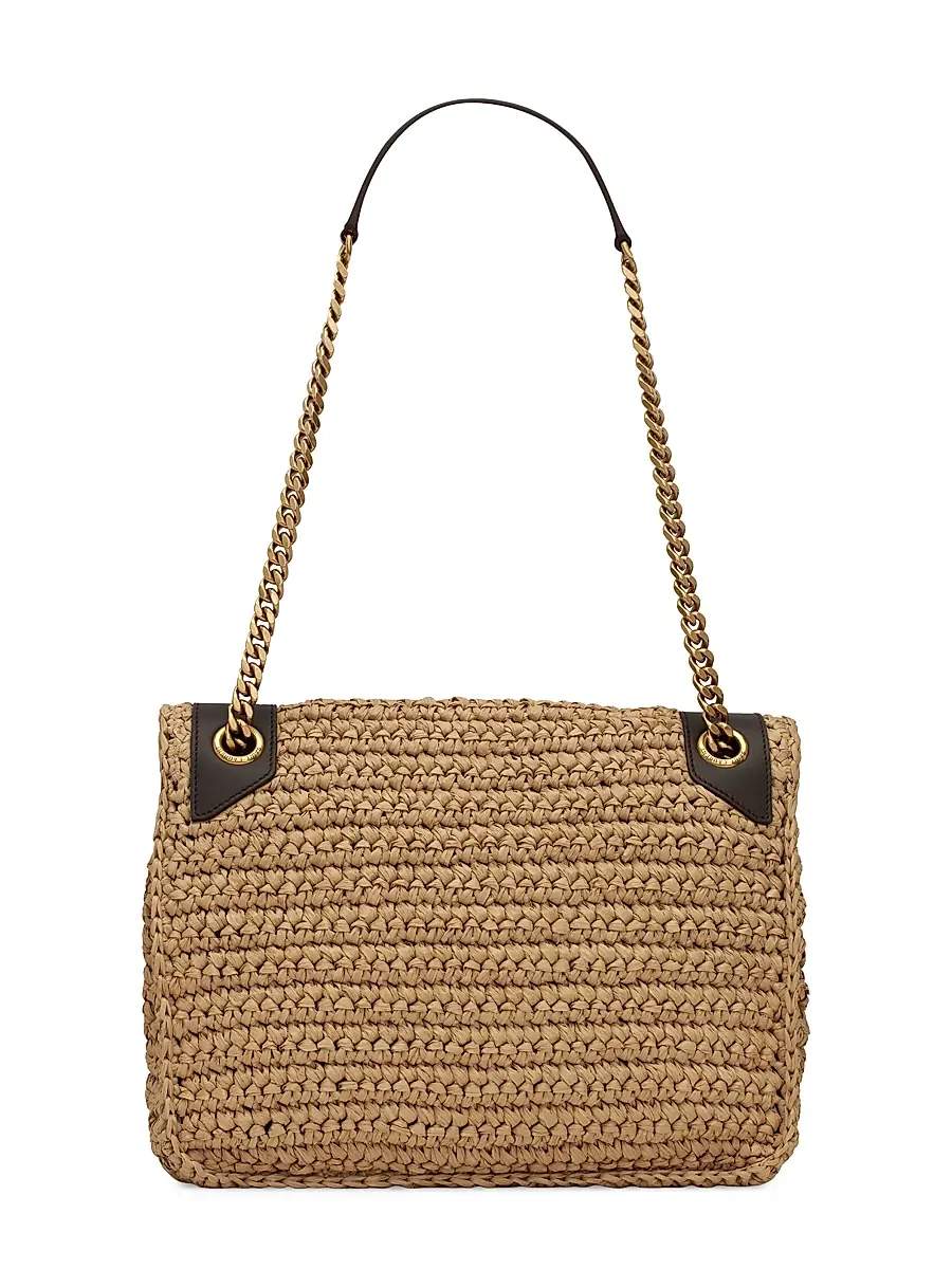 Saint Laurent Women's Niki Chain Bag in Raffia and Leather - Naturel | Thumbnail 3 Saint Laurent Women's Niki Chain Bag in Raffia and Leather - Naturel | Thumbnail 3