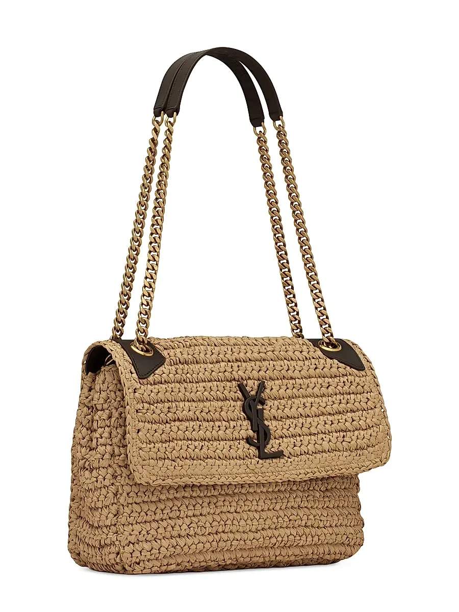 Saint Laurent Women's Niki Chain Bag in Raffia and Leather - Naturel | Thumbnail 6 Saint Laurent Women's Niki Chain Bag in Raffia and Leather - Naturel | Thumbnail 6