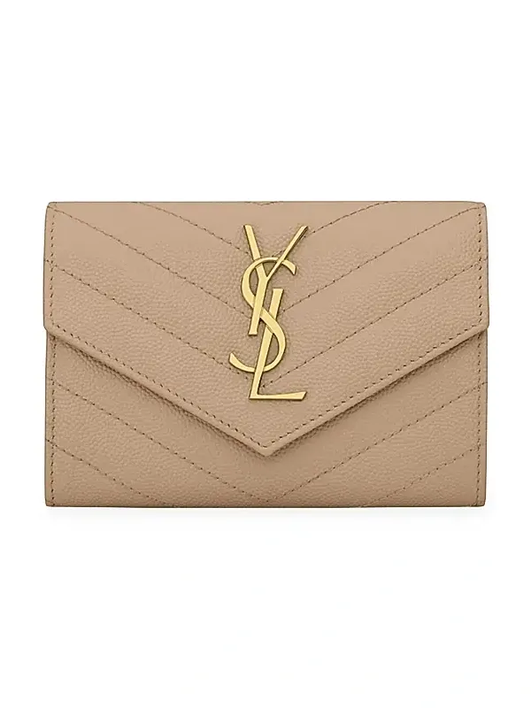 Women's Cassandre Matelass Small Envelope Wallet in Grain de Poudre Embossed Leather Women's Cassandre Matelass Small Envelope Wallet in Grain de Poudre Embossed Leather