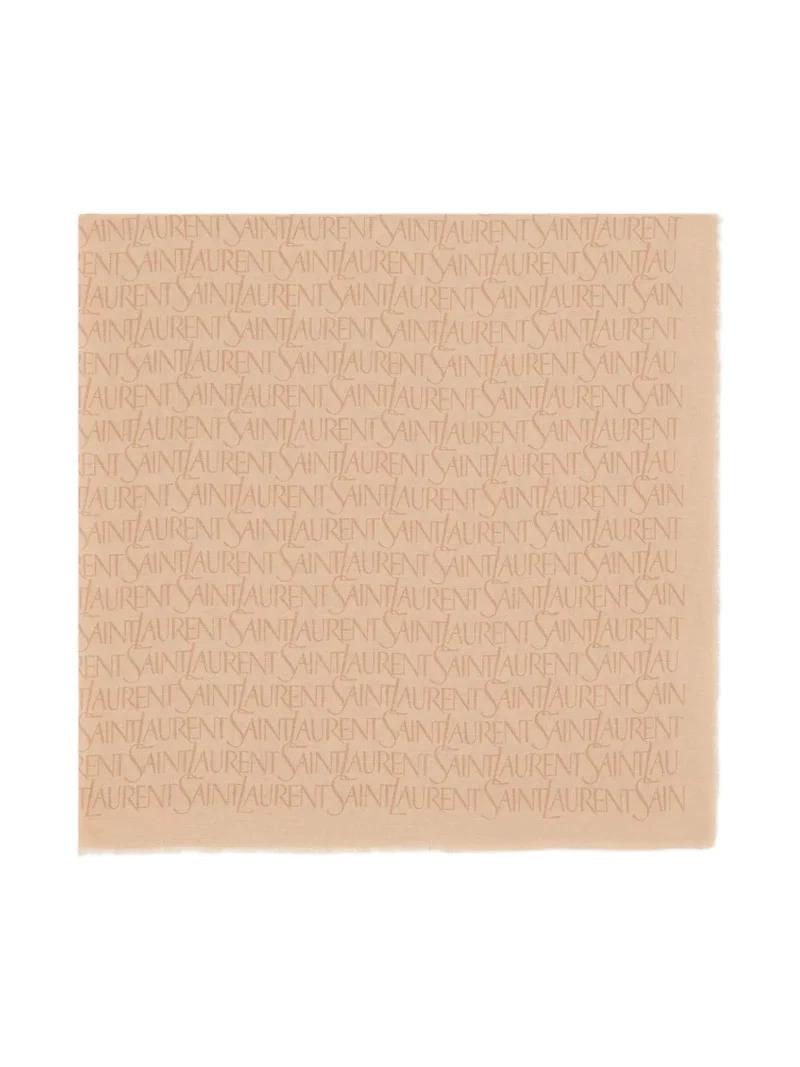 Saint Laurent Women's Large Square Scarf in Modal and Cashmere - Beige And Light Brown
