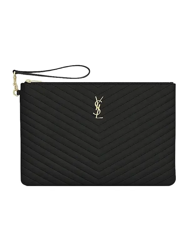 Women's Cassandre Matelasse Document Holder in Quilted Leather - Nero