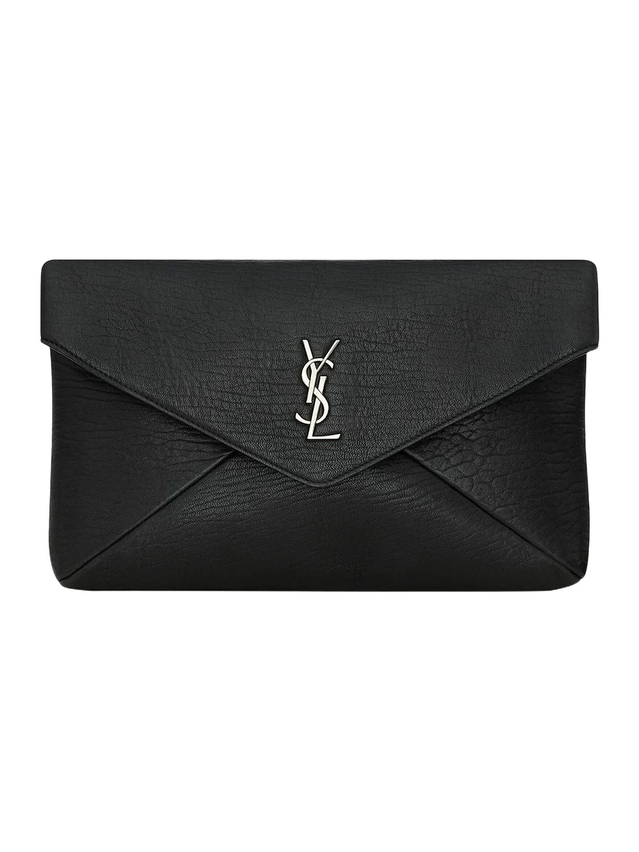 Men's Cassandre Large Envelope Pouch In Lambskin - Black Men's Cassandre Large Envelope Pouch In Lambskin - Black