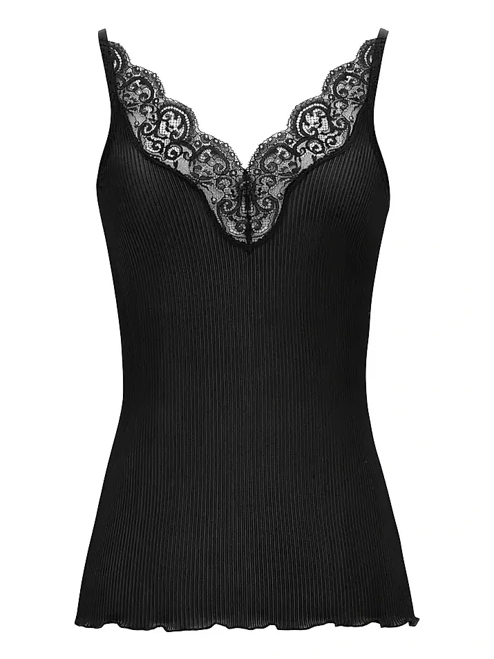 Women's Laced Tank Top in Ribbed Silk Jersey Women's Laced Tank Top in Ribbed Silk Jersey