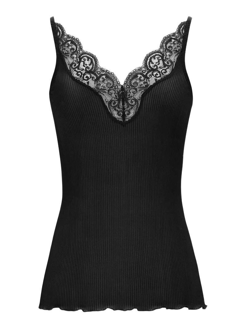 Women's Laced Tank Top in Ribbed Silk Jersey Women's Laced Tank Top in Ribbed Silk Jersey