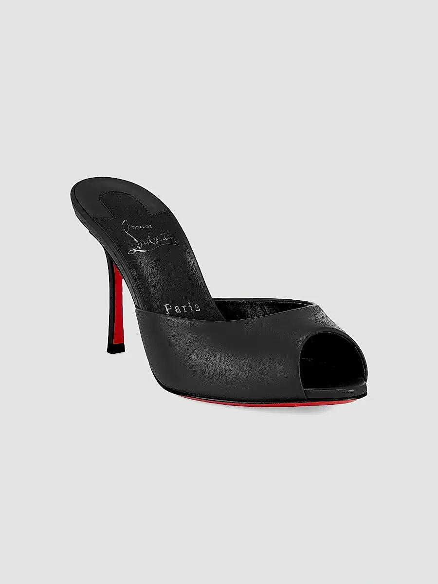 Christian Louboutin Women's Me Dolly 85MM Leather Mules - Black | Thumbnail 6