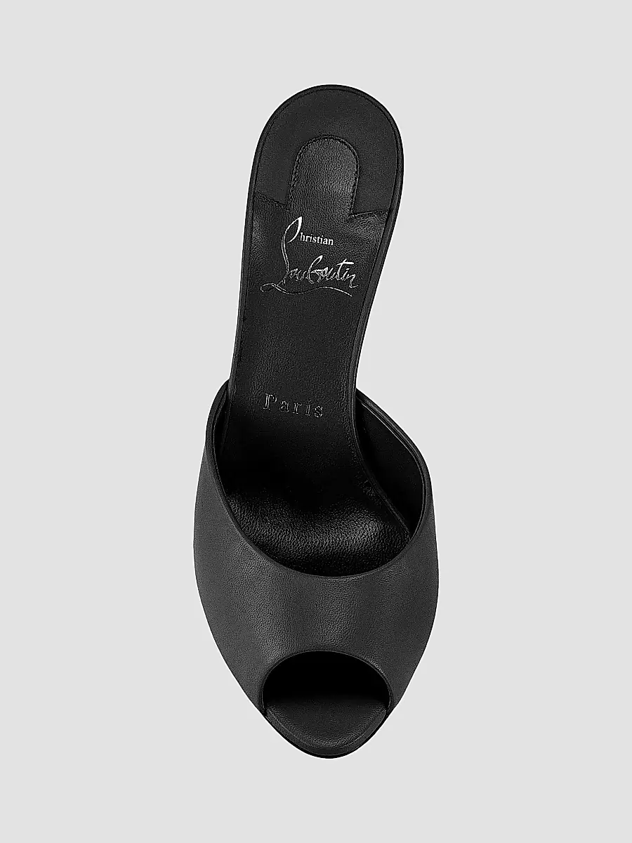 Christian Louboutin Women's Me Dolly 85MM Leather Mules - Black | Thumbnail 9