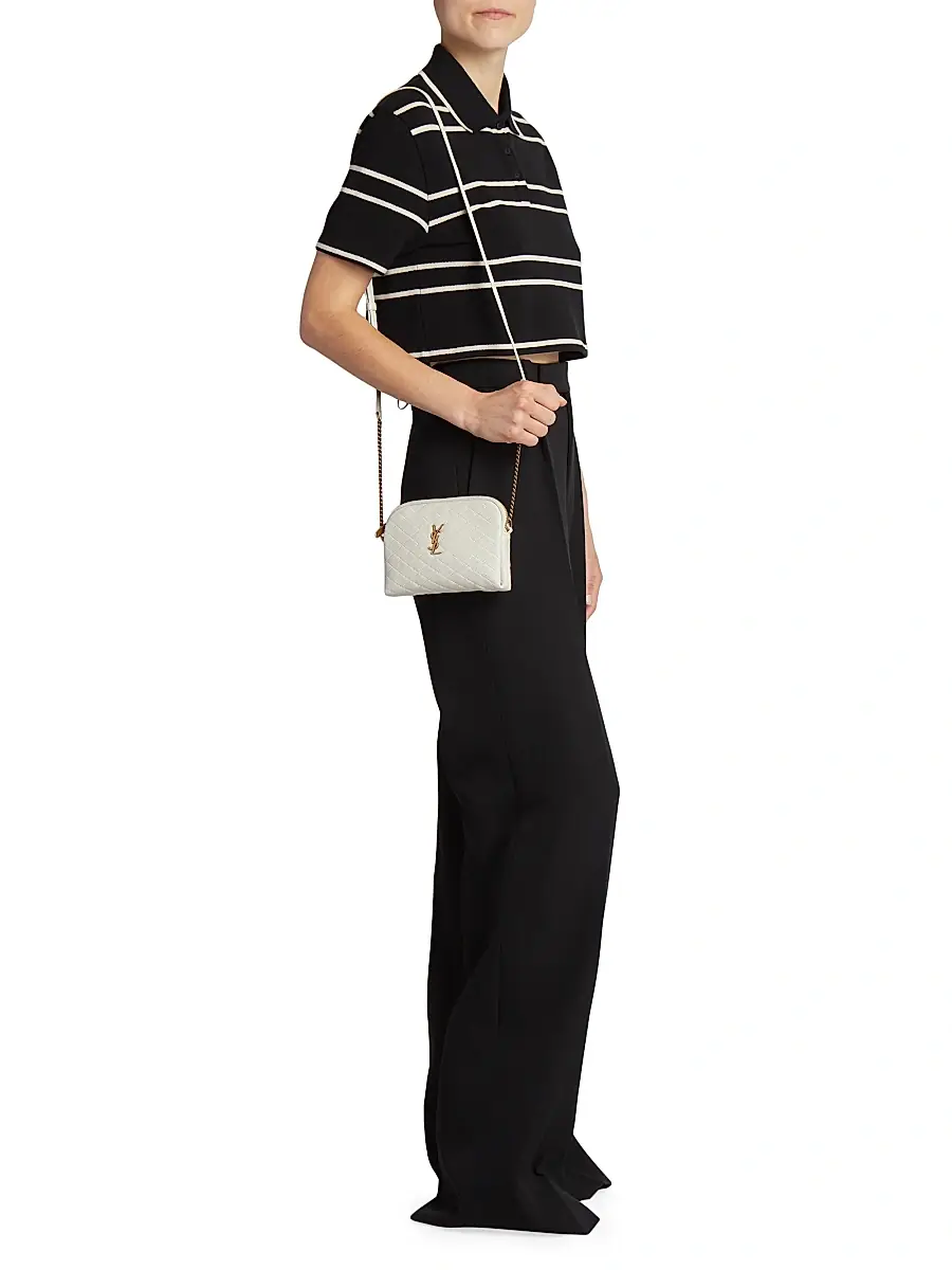 Saint Laurent Women's Gaby Zipped Pouch in Quilted Lambskin - Blanc Vintage | Thumbnail 2