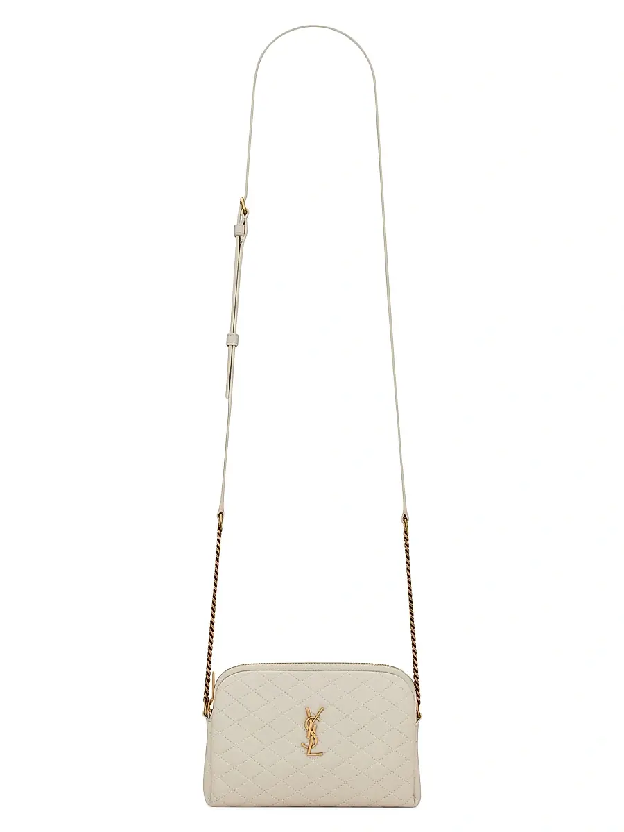Women's Gaby Zipped Pouch in Quilted Lambskin - Blanc Vintage Women's Gaby Zipped Pouch in Quilted Lambskin - Blanc Vintage