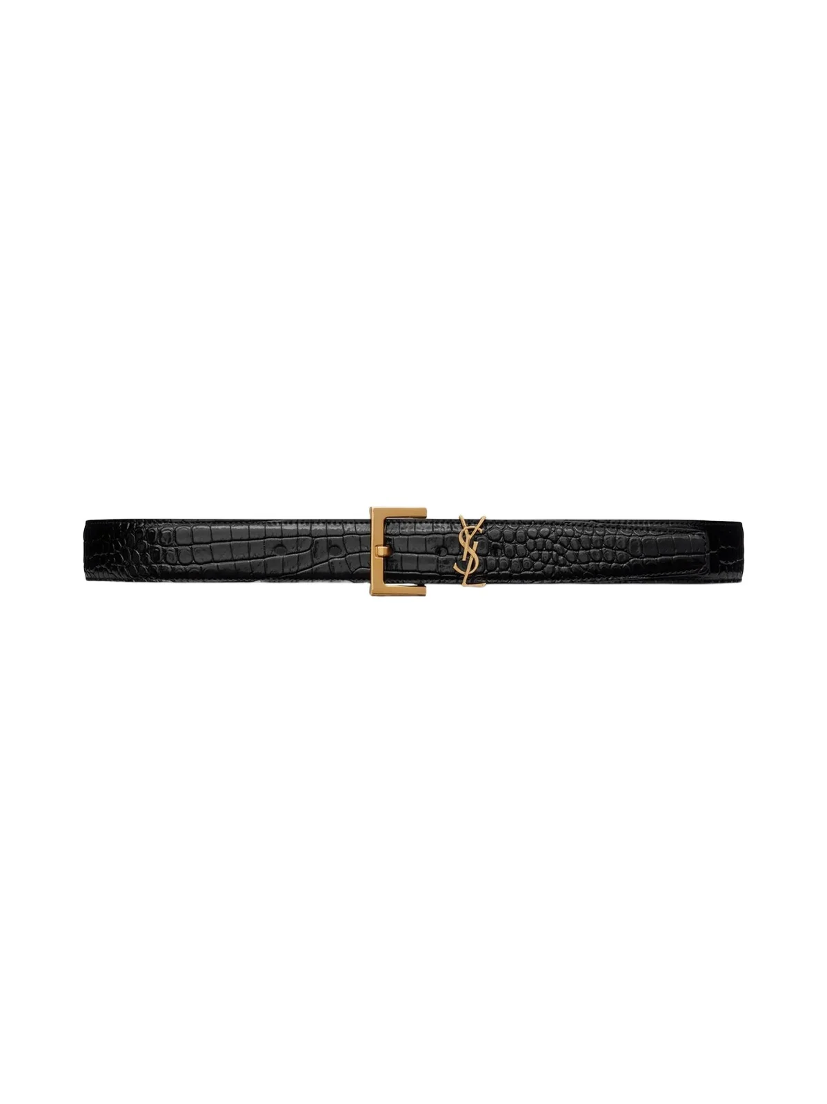 Women's Cassandre Belt With Square Buckle In Crocodile Embossed Leather Women's Cassandre Belt With Square Buckle In Crocodile Embossed Leather