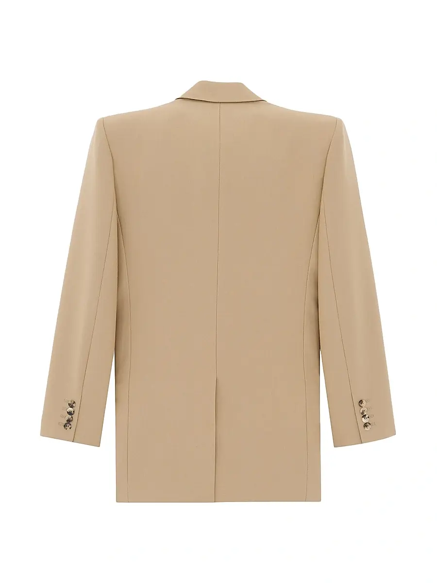 Saint Laurent Women's Blazer in Wool Gabardine - Beige | Thumbnail 2 Saint Laurent Women's Blazer in Wool Gabardine - Beige | Thumbnail 2