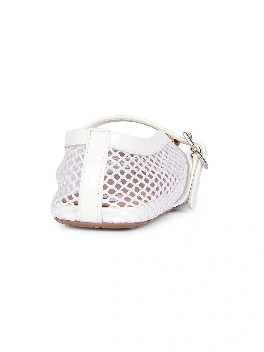 Alaïa Women's Ballerina Strap Fishnet Flats - Blanc Optique | Thumbnail 3 Alaïa Women's Ballerina Strap Fishnet Flats - Blanc Optique | Thumbnail 3