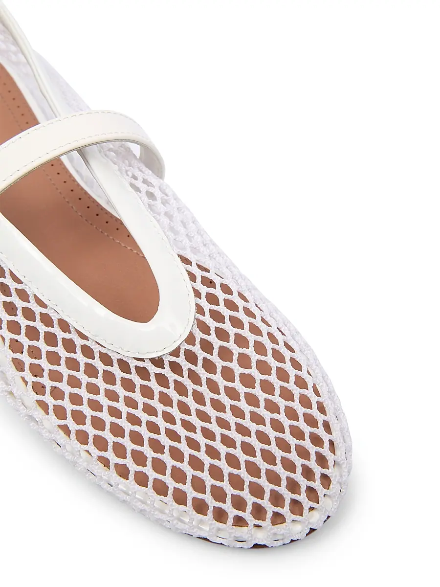 Alaïa Women's Ballerina Strap Fishnet Flats - Blanc Optique | Thumbnail 5 Alaïa Women's Ballerina Strap Fishnet Flats - Blanc Optique | Thumbnail 5