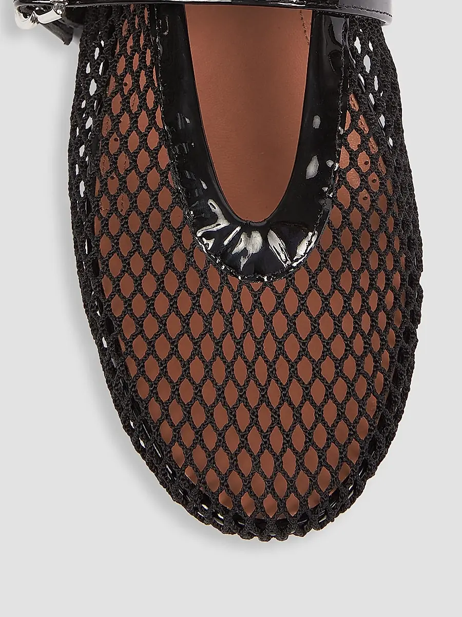 Alaïa Women's Ballerina Strap Fishnet Flats - Blanc Optique | Thumbnail 9 Alaïa Women's Ballerina Strap Fishnet Flats - Blanc Optique | Thumbnail 9