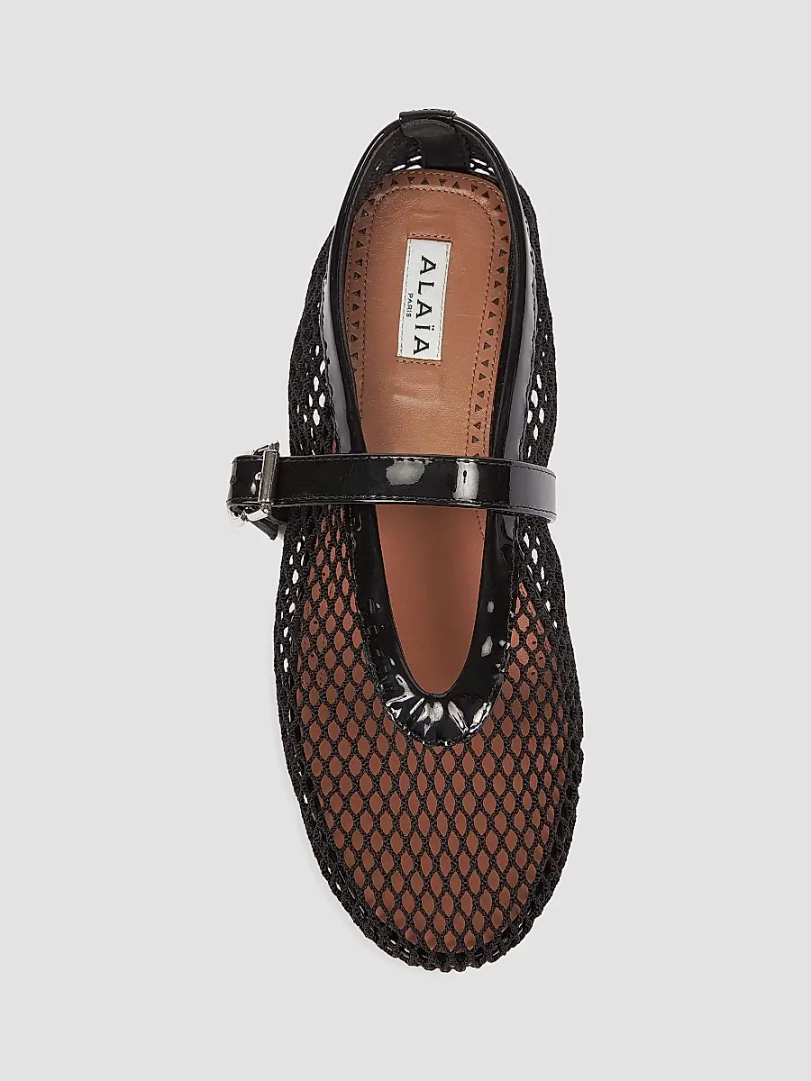 Alaïa Women's Ballerina Strap Fishnet Flats - Blanc Optique | Thumbnail 10 Alaïa Women's Ballerina Strap Fishnet Flats - Blanc Optique | Thumbnail 10