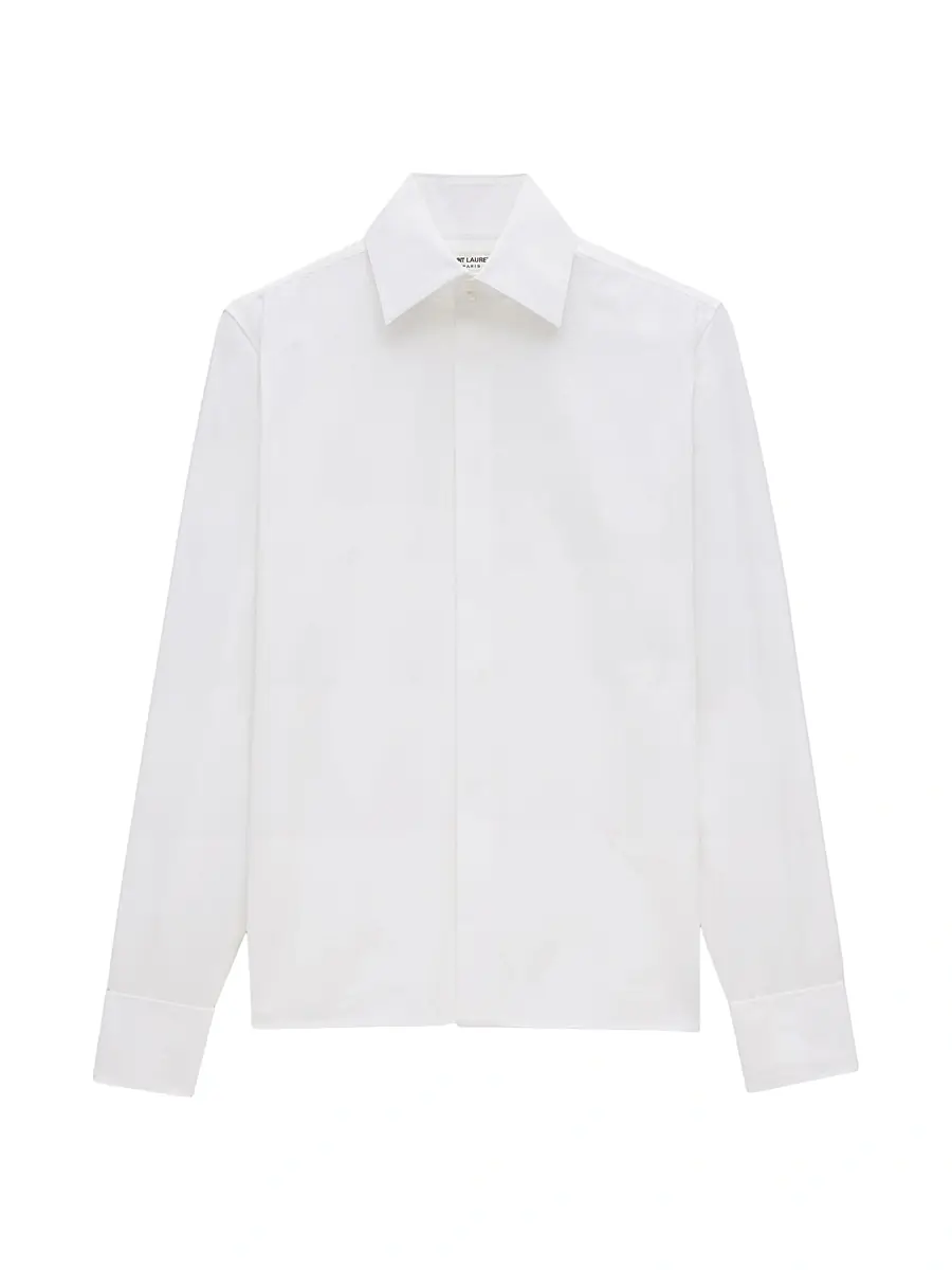 Saint Laurent Men's Cassandre Shirt in Cotton Poplin - Blanc | Image 1 Saint Laurent Men's Cassandre Shirt in Cotton Poplin - Blanc | Image 1