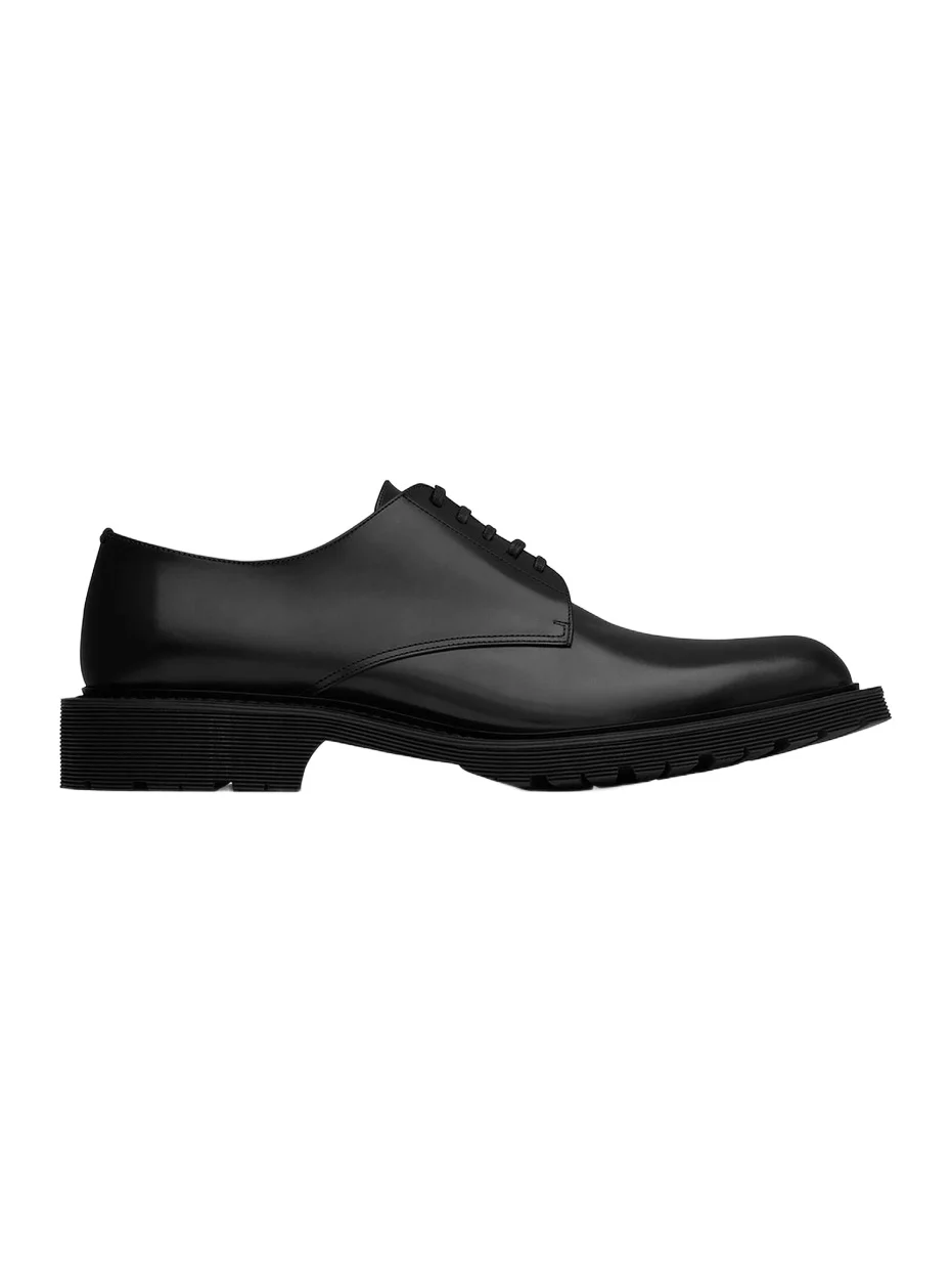 Men's Army Derbies in Smooth Leather - Black