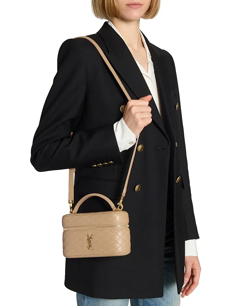 Saint Laurent Women's Gaby Mini Vanity Bag in Lambskin - Dk Toffee | Thumbnail 3