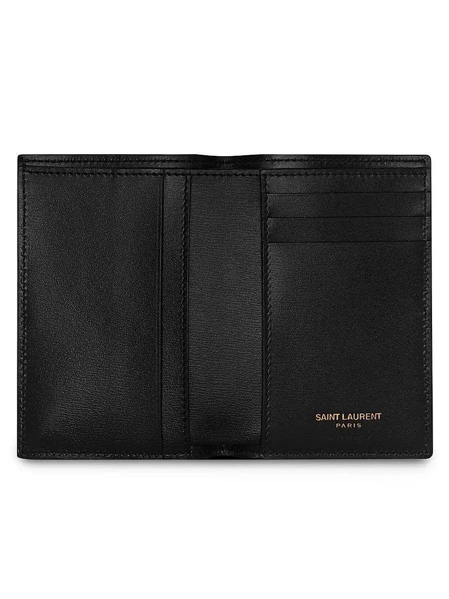 Saint Laurent Men's Tiny Cassandre Credit Card Wallet in Shiny Leather - Nero | Thumbnail 4