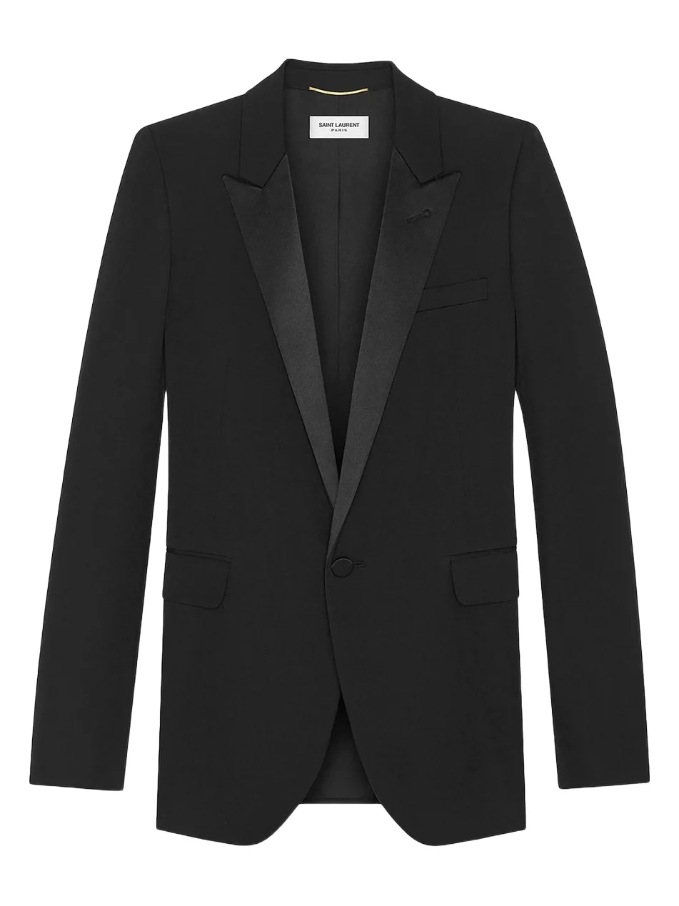 Saint Laurent Women's Tube Tuxedo Jacket in Grain De Poudre