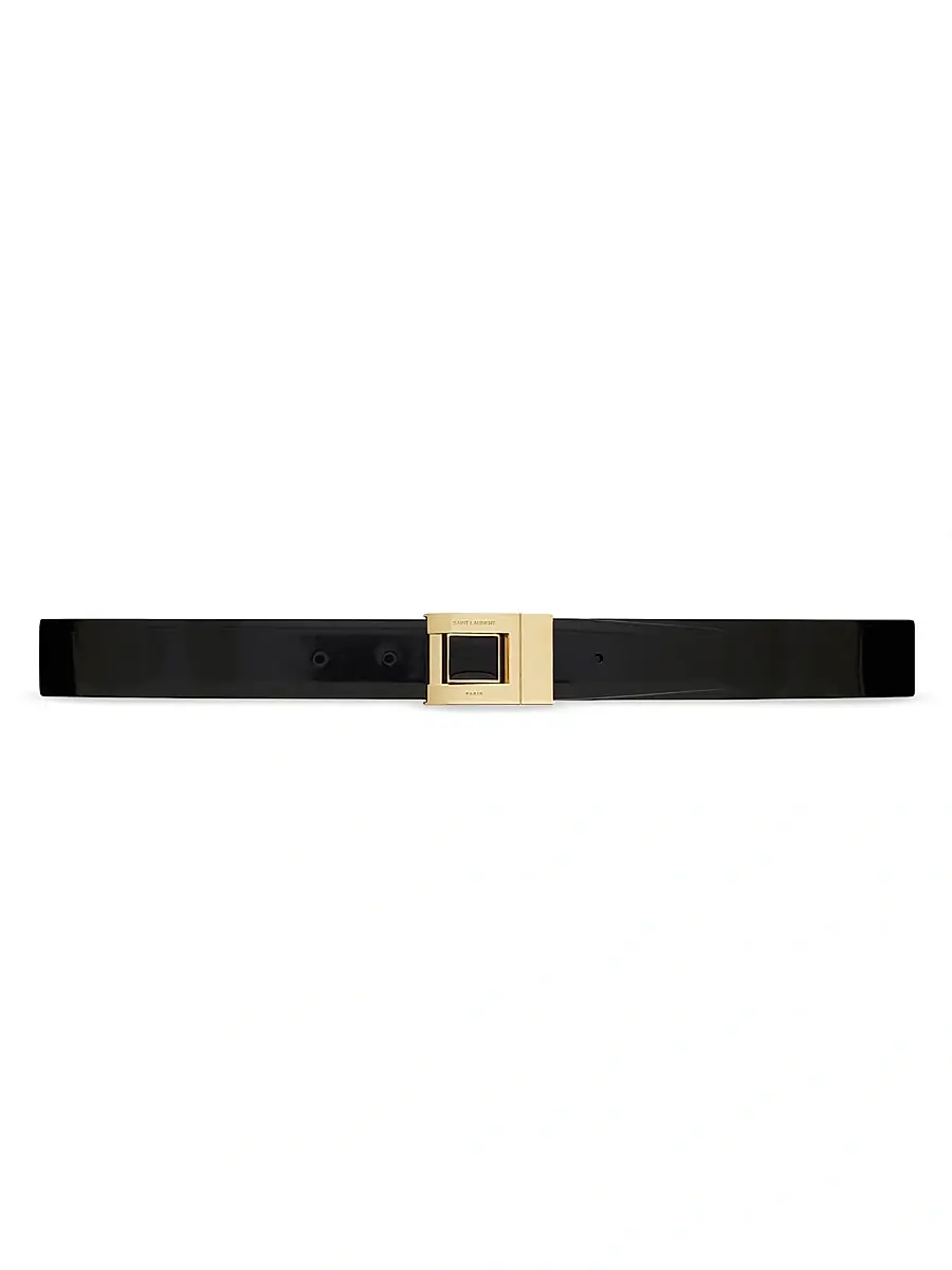 Women's Buckle Belt in Shiny Leather - Black