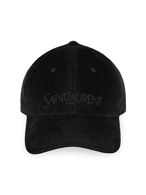 Men's Vintage Baseball Cap In Corduroy - Black