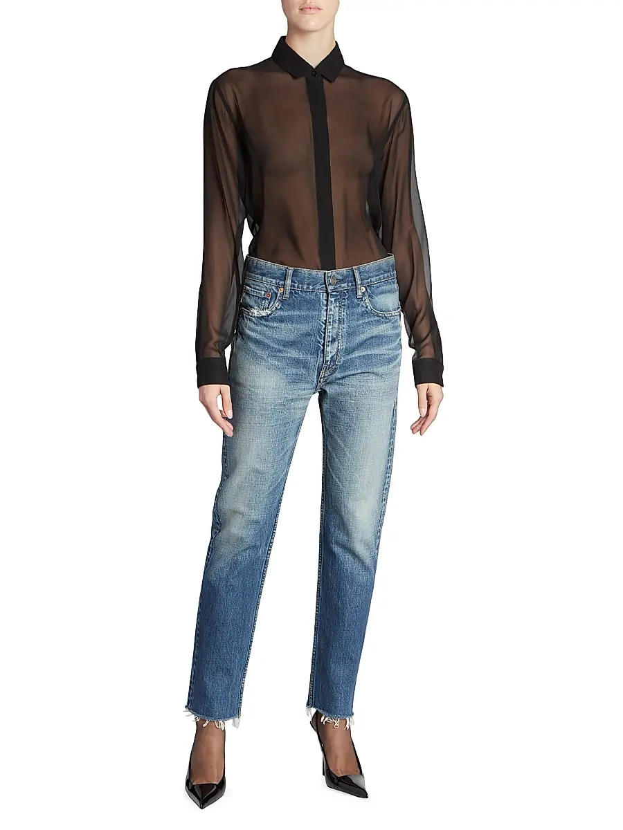 Saint Laurent Women's Straight-Fit Jeans - Authentic Vintage Blue | Thumbnail 2 Saint Laurent Women's Straight-Fit Jeans - Authentic Vintage Blue | Thumbnail 2