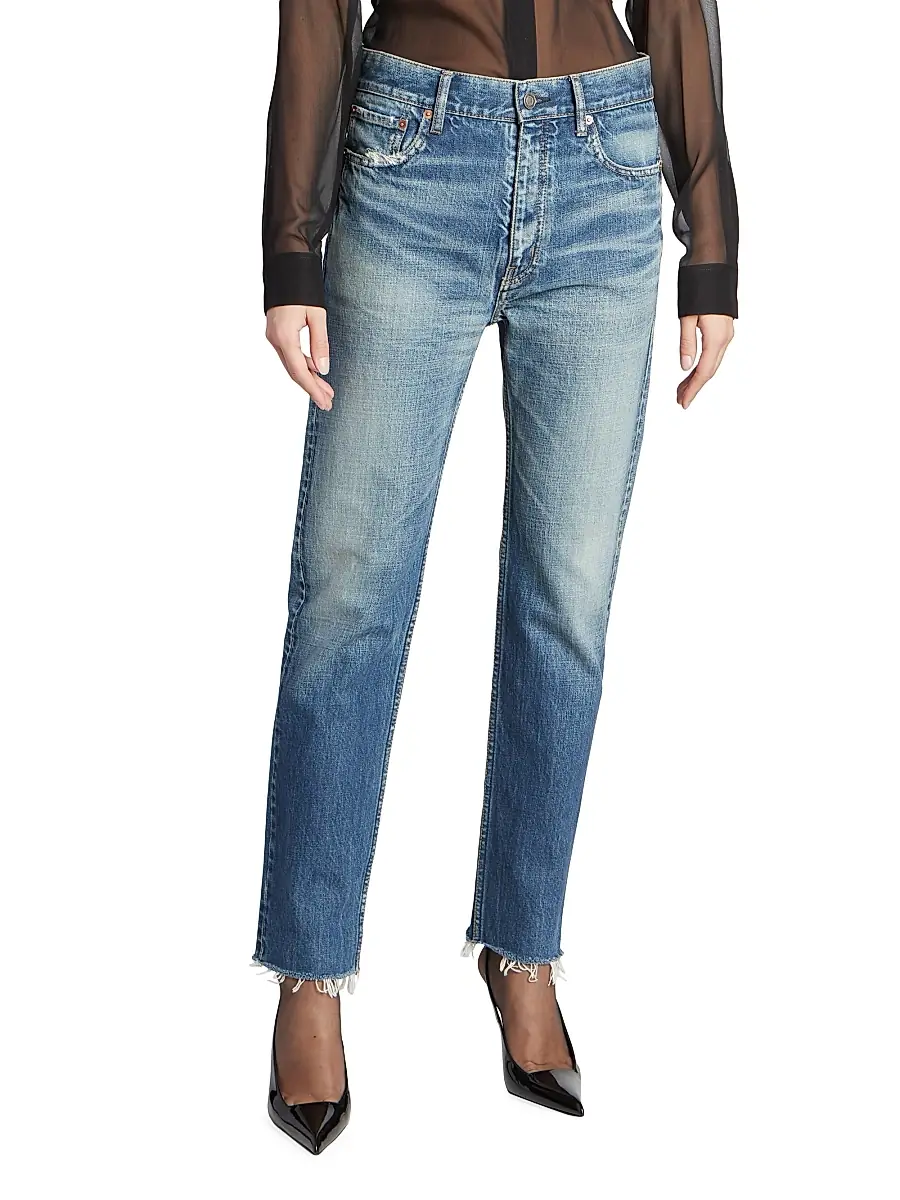 Saint Laurent Women's Straight-Fit Jeans - Authentic Vintage Blue | Thumbnail 3 Saint Laurent Women's Straight-Fit Jeans - Authentic Vintage Blue | Thumbnail 3