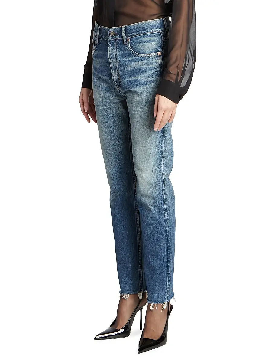 Saint Laurent Women's Straight-Fit Jeans - Authentic Vintage Blue | Thumbnail 4 Saint Laurent Women's Straight-Fit Jeans - Authentic Vintage Blue | Thumbnail 4